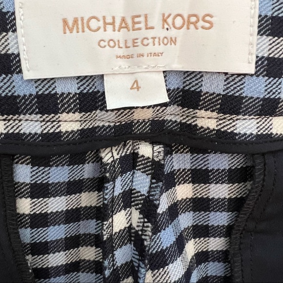 Michael Kors Collection High Waist Gingham Blue White Check Plaid Tailored Pants - Picture 8 of 16